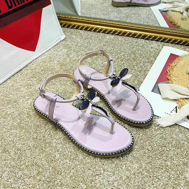

Women's Dragonfly Sandals 2021 Summer Cute Casual Daily Comfy Slip On Buckle Ladies Sandals Dress Party Peep Toe Female Slippers