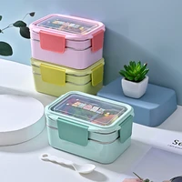 cartoon double layer lunch box japanese style lunch box can be microwave heated with cutlery cute student portable lunch box