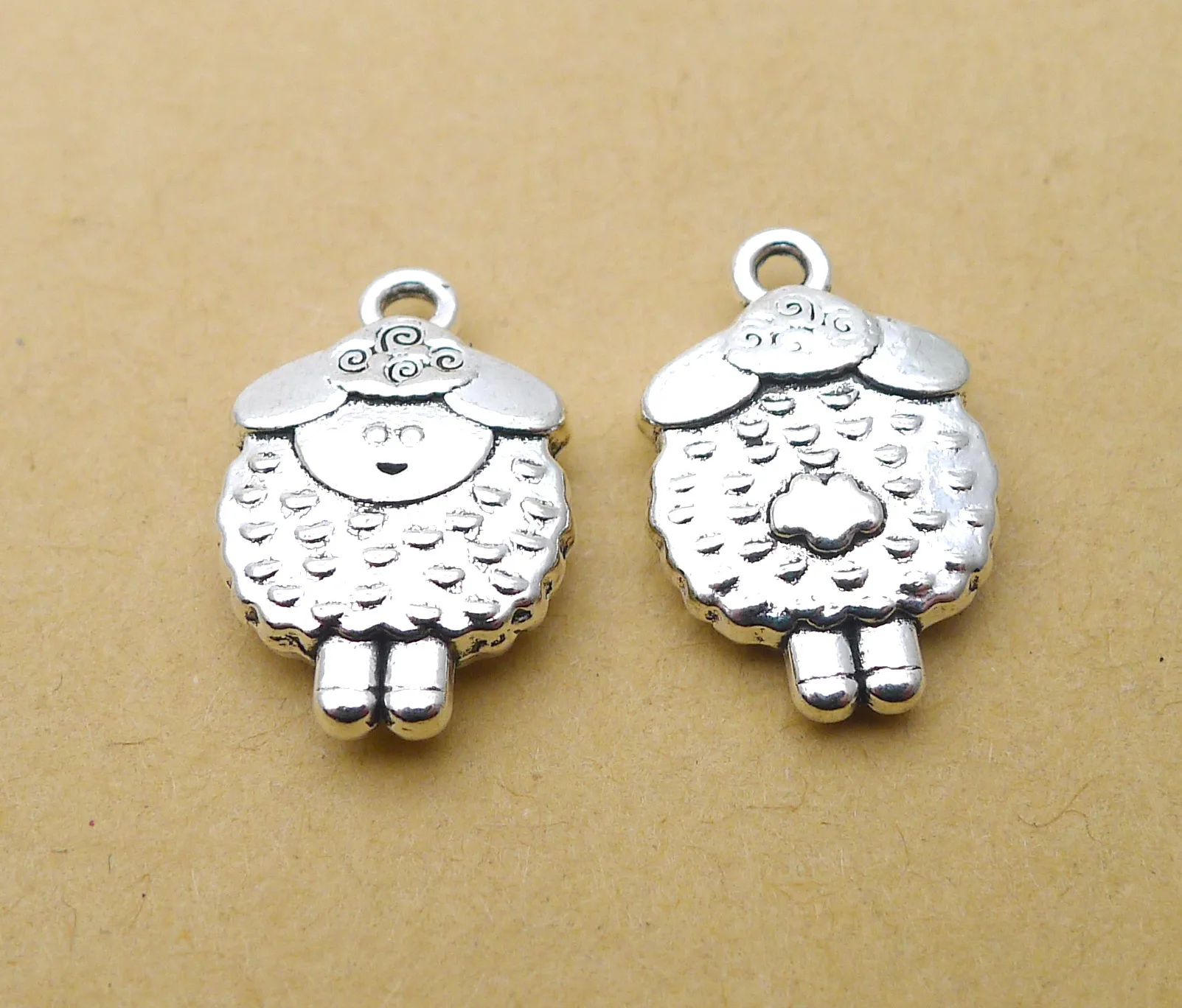 

Charm for making jewelry 5pcs 19x12mm antique silver color sheep charms