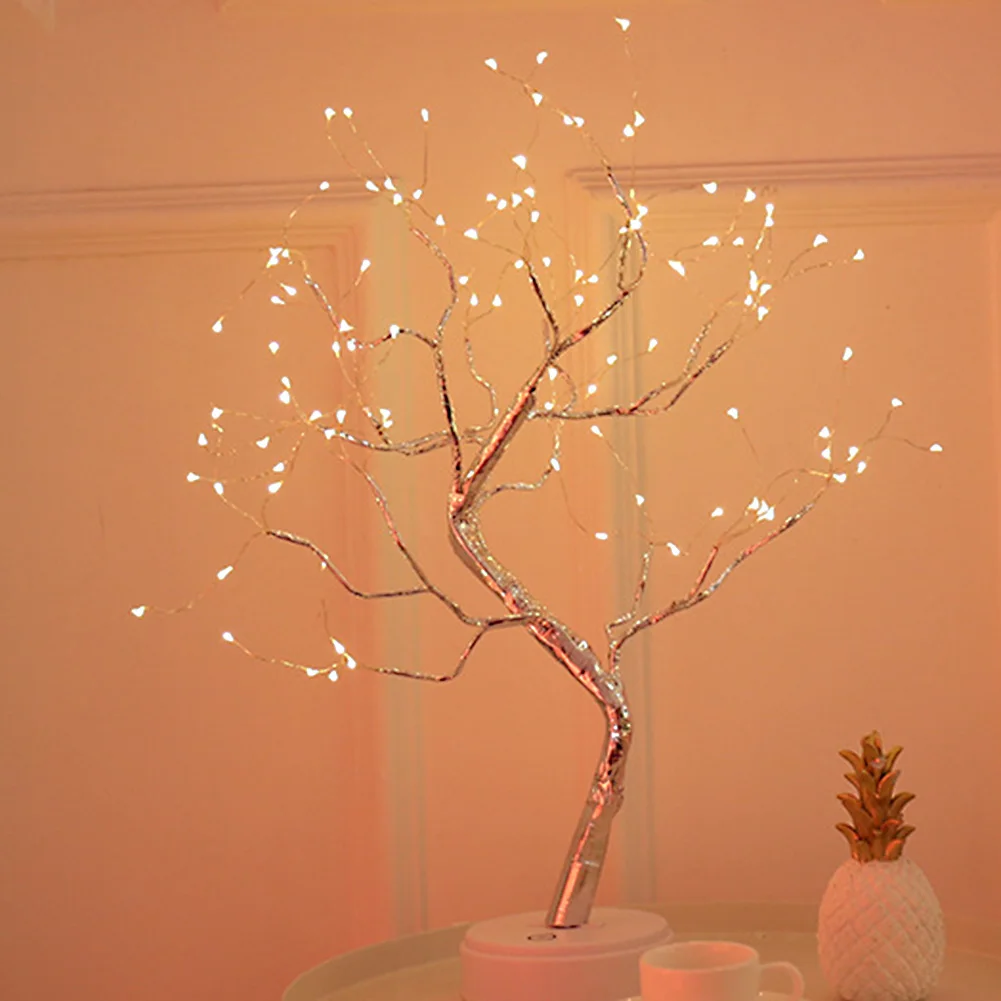 

Tree Shape 36leds 108leds Touch Switch Control Bonsai Style Home Decoration Brightness DIY Night Light Led Light USB Charging