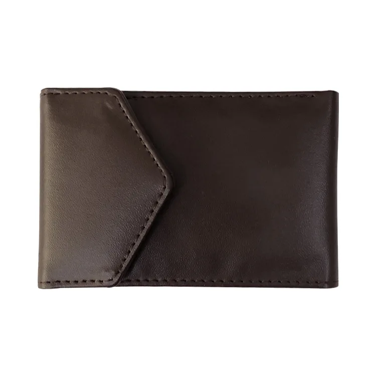 Coffee Fashon PU Leather Women Men Money Clip Wallet Solid Male Purses Designer Clip Slim Cash Holder Card Cases - Color: Coffee