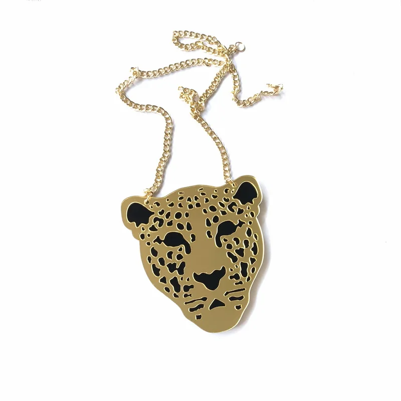 Модное акриловое женское ожерелье с изображением животного льва и леопарда |