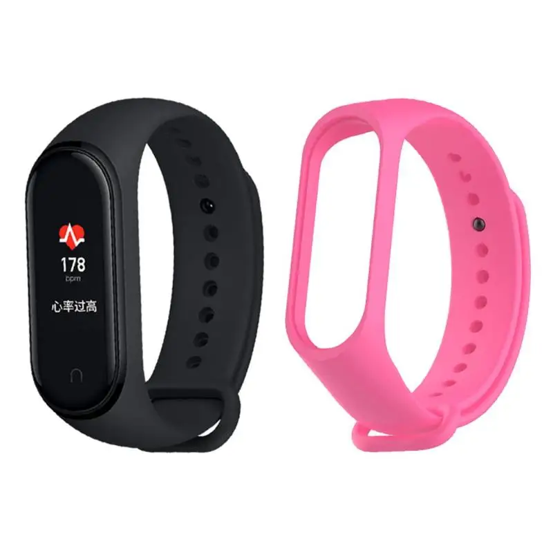 Add Pink Strap CN версия Xiaomi mi смарт-браслет 4 3 цвета AMOLED экран mi Band 4 фитнес-трекер Bluetooth спортивный водонепроницаемый браслет - Цвет: Add Pink Strap