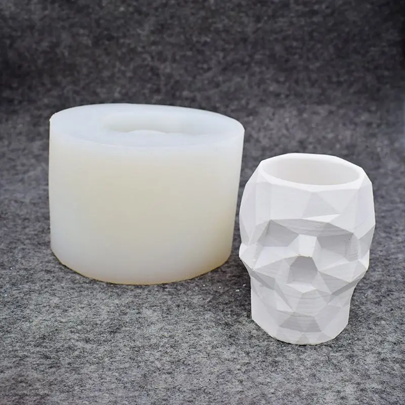 

Modern Resin Skull Head Flower Pot Mold Geometric Skull Concrete Pen Holder Mold
