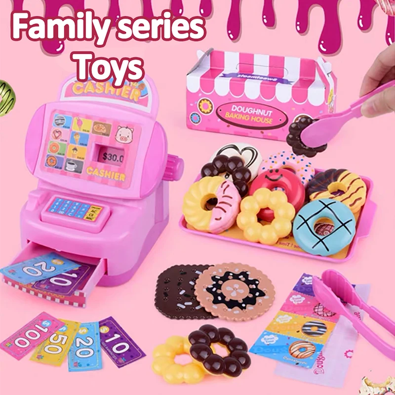 

Miniature Cash Register Children's Kitchen Toys Donuts Food Kitchenette Safe Plastic Kids Pretend Play Educational Toy Tableware