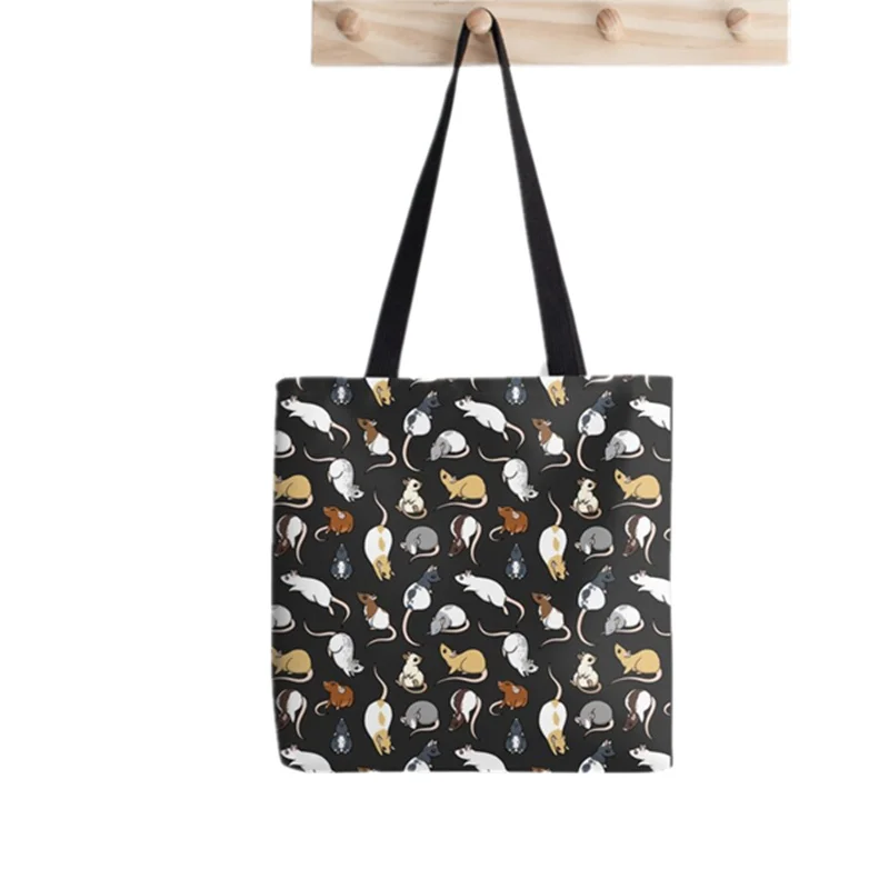 

2021 Shopper Rats Tote Bag Printed Tote Bag women Harajuku shopper handbag girl Shoulder shopping bag Lady Canvas Bag