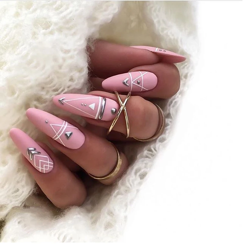 3 шт./компл. 3D наклейки для ногтей с полой геометрией самоклеящиеся черные белые