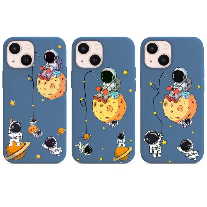 

Astronaut cartoon creative Phone Case for iphone 13 12 XS 11 pro max mini SE 2020 6 6s 7 8 plus X XR cases color blue funda