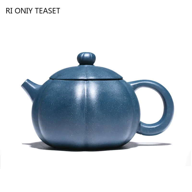 

260ml Chinese Style Raw Ore Azure Mud Tea Pot Authentic Yixing Purple Clay Teapots Handmade Beauty Filter Kettle Zisha Tea Sets