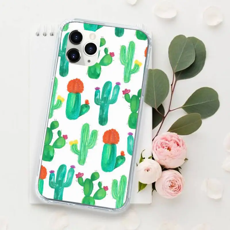 

Plants cactus cartoon pattern Phone Case for iPhone 11 12 mini pro XS MAX 8 7 6 6S Plus X 5S SE 2020 XR Luxury brand shell funda