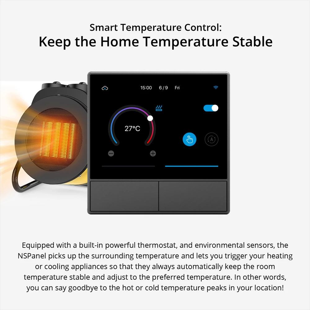 2022 Smart Scene Wall Switch HMI EU/US Panel Multiple Control Thermostat Real-Time Weather Display via eWeLink APP enlarge