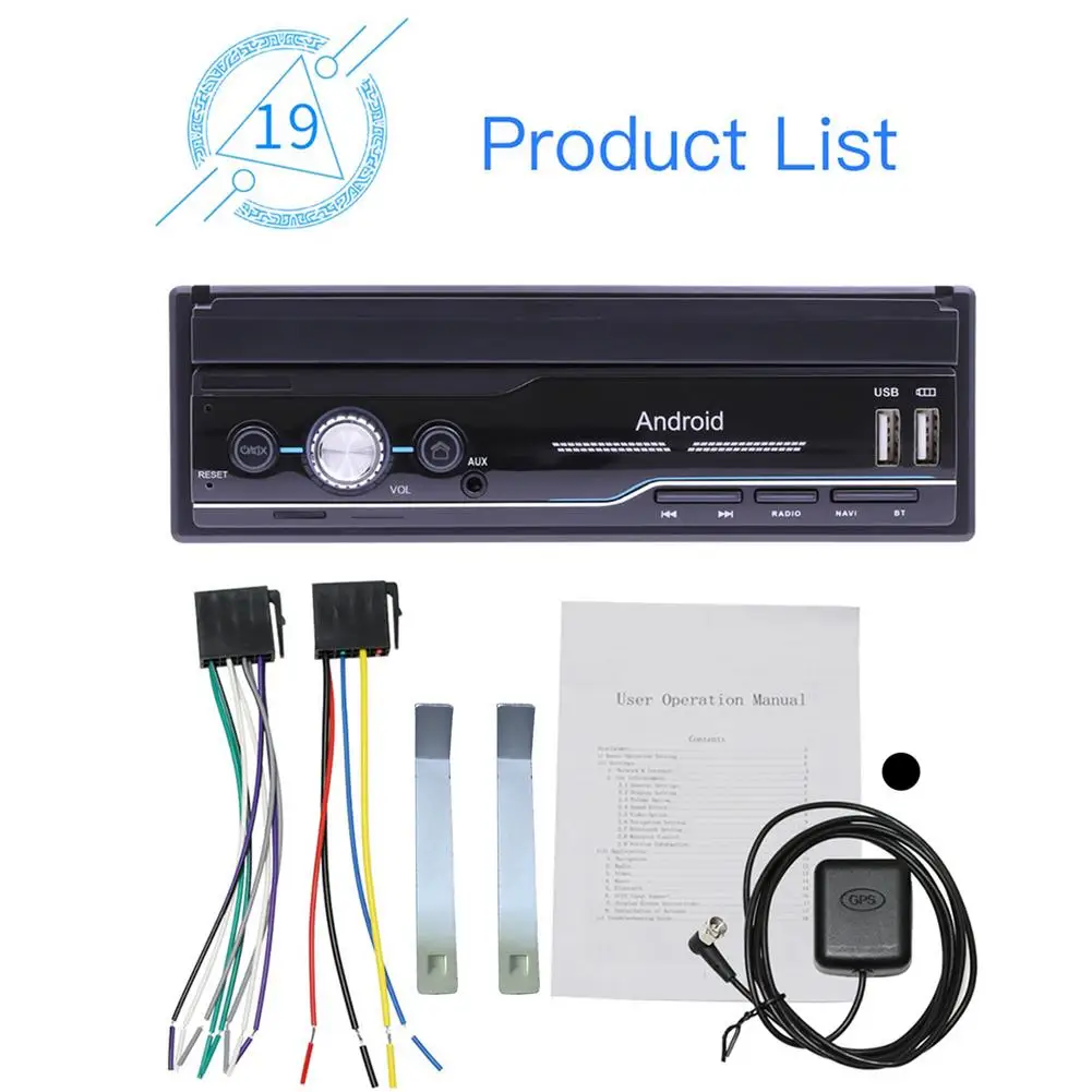 Автомагнитола выдвижной автомобильный радиоприемник 1 Din Android 7 дюймов