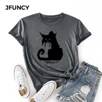 jfuncy cotton tees funny cartoon cat print women t shirt harajuku short sleeve tshirt oversize tops female shirt