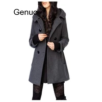 hooded coat womens winter double breasted wool blend long jacket thick warm wollen outwear femme 2020 new fashion
