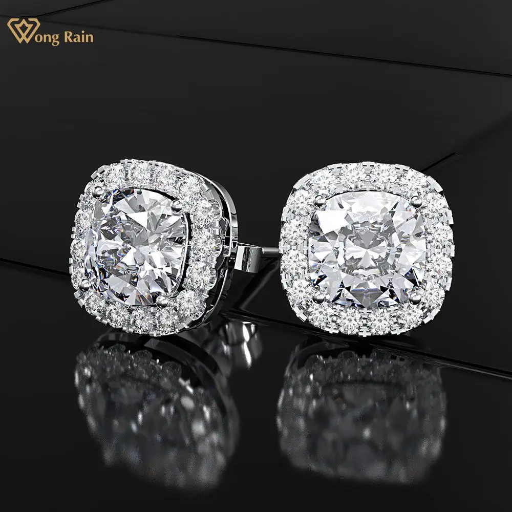 

Wong Rain Classic 925 Sterling Silver Created Moissanite Gemstone Ear Studs Earrings Wedding Engagement Fine Jewelry Wholesale