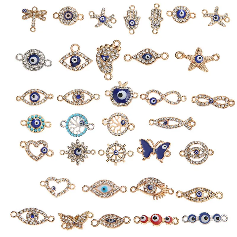 10 шт./лот соединители со стразами в виде бабочки глаз звезды сердца подвеска