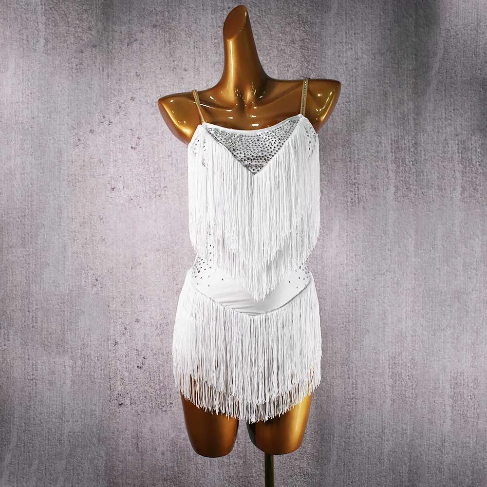 White Dress Латинские танцевальные платья для женщин кружевные Клубные вечерние танцор певец развлечения Бахрома Кисточкой розовое платье BL02 - Color: White Dress