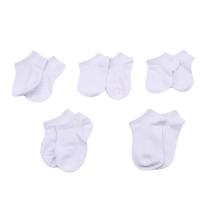5 par/pack calcetines de beb&eacute; blancos chico corto primavera estilo s&oacute;lido calcetines para Ni&ntilde;os Ni&ntilde;as Ropa Accesorios-5