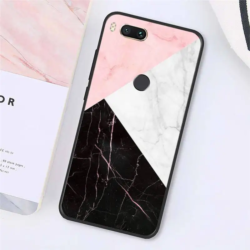 

Pink marble geometry pattern Phone Case For Xiaomi Redmi note 7 8 9 t k30 max3 9 s 10 pro lite Luxury brand shell funda coque