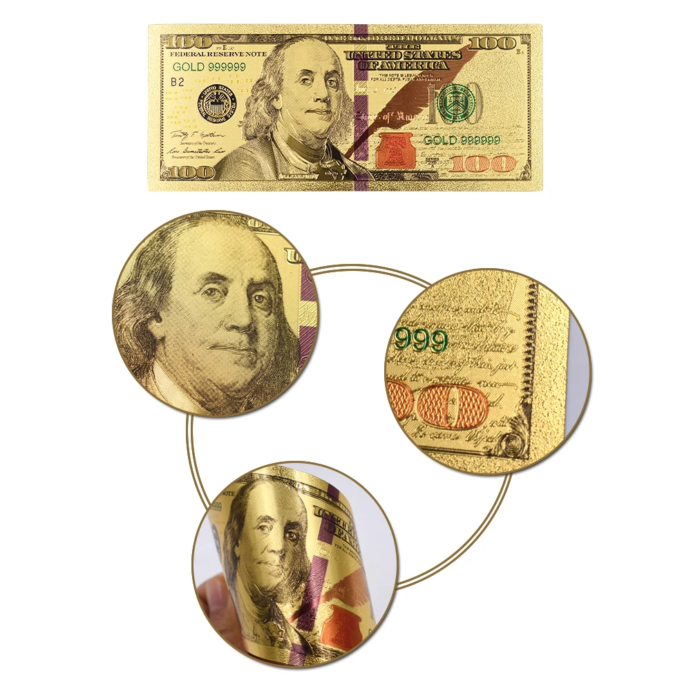 Красочные Америка 100 доллар серьги из чистого золота отделение для банкнот-2