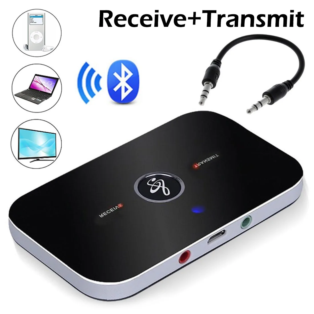 

B6 2 IN 1 Transmitter Receiver Bluetooth-compatible 5.0 Wireless Audio Adapter For PC Headphone Music Wireless Adapter Receiver