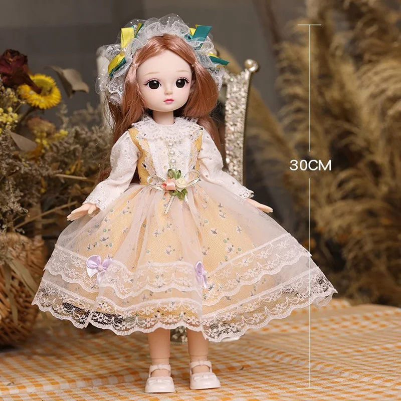 BJD Jointed 30CM  Doll For Girl Full Set 20 Moveable Body Doll With Fashion Clothes Wig Shoes Style Dress Up Baby DIY Dolls Toys images - 6