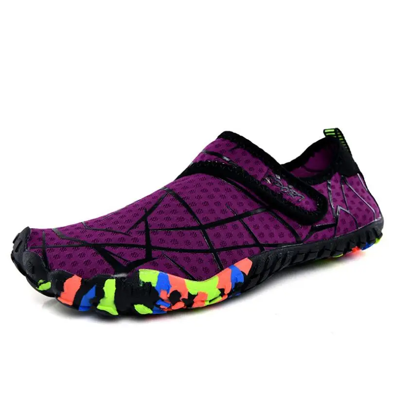 Водные виды спорта Fivefingers обувь для плавания на ногах походный кемпинг езда рыболовный светильник Нескользящая быстросохнущая низкая помощь пляжная обувь дешево - Color: Plum