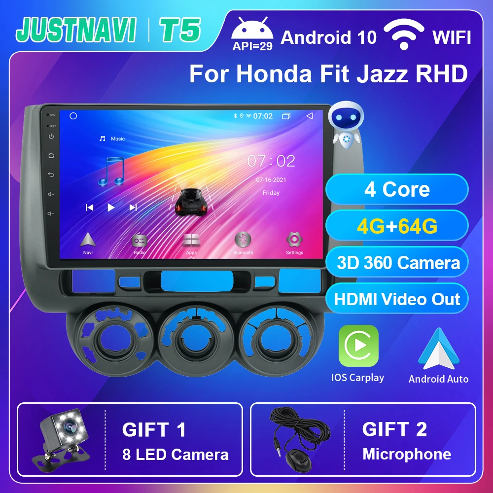 

Android 10.0 Car Radio For Honda Fit Jazz RHD 2004-2007 Navigation Headrest Multimedia Player Autoradio 360 Camera OBD IPS Touch