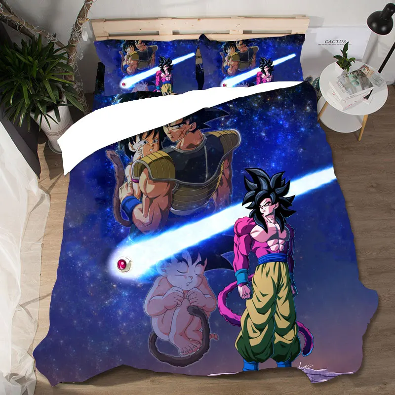 Пуховые и льняные комплекты хлопковый комплект постельного белья s Dragon Ball пододеяльник простыни наволочки постельное белье Комплект постельного белья королевского размера для дома