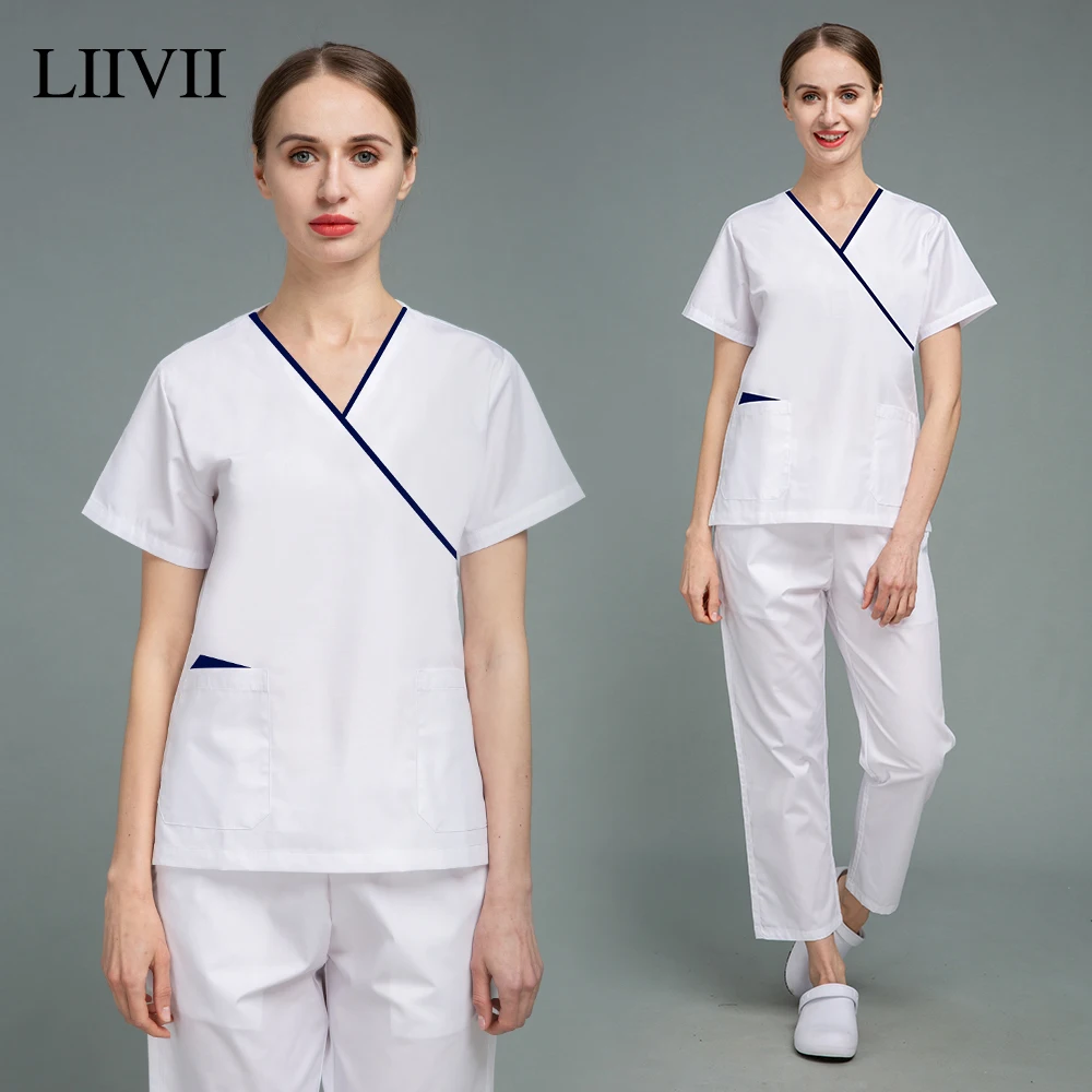 

Униформа для медсестер с коротким рукавом и V-образным вырезом