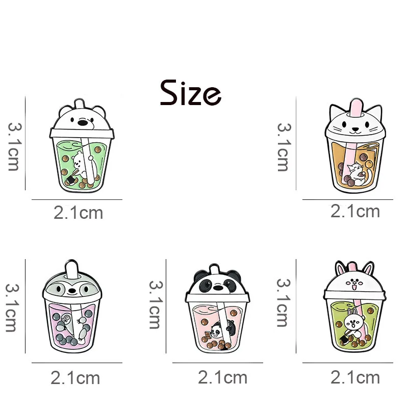 Эмалированные булавки в форме пузырьков чая с животными милые аксессуары для