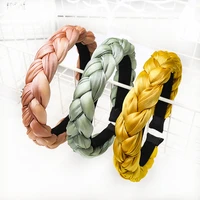 hot sale new fashion hairband plain color fabric padded braided twist headband korean headbands for women hair accessories