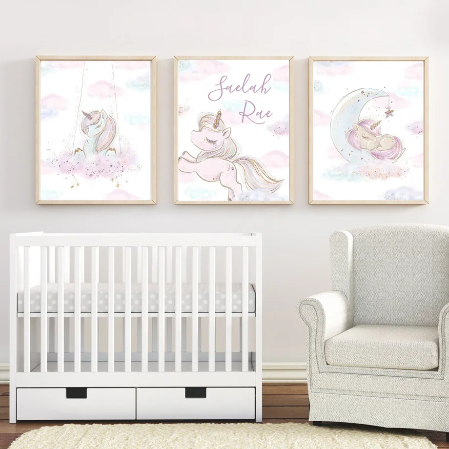 

Cartoon Nordic Unicorn Moon Nursery Canvas Painting Wall Art Decor Posters and Prints Wall Painting for Girl Baby Kid Room Decor