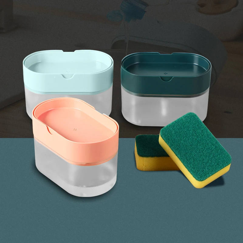 

1PC Double Layer Kitchen Plastic Soap Dispenser Sponge Scrubber Holder Case 2-In-1 Sponge Box With Soap Dispenser Cleanning Tool
