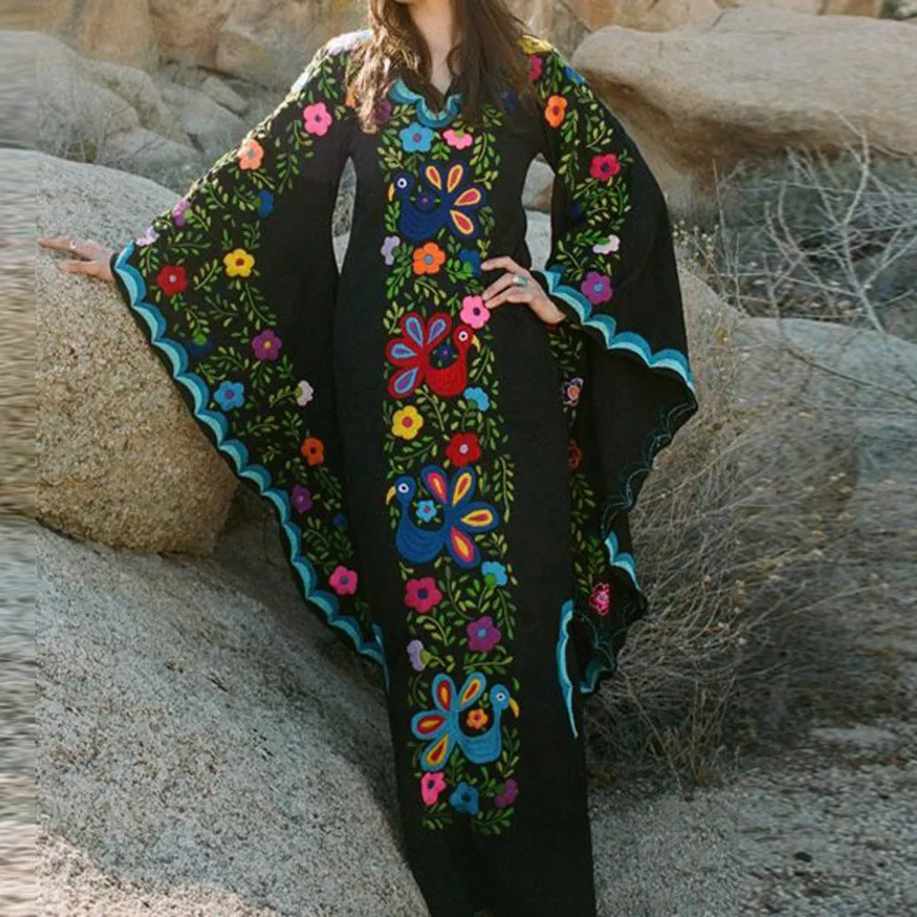 Макси юбка с фалдами миди Для женщин Винтаж ветер принт v образный вырез и годе