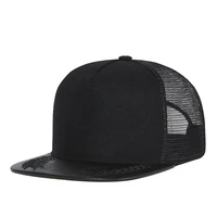 brand summer hip hop cap for men solid black mesh snapback for women breathable baseball caps streetwear pu brim rebound hat