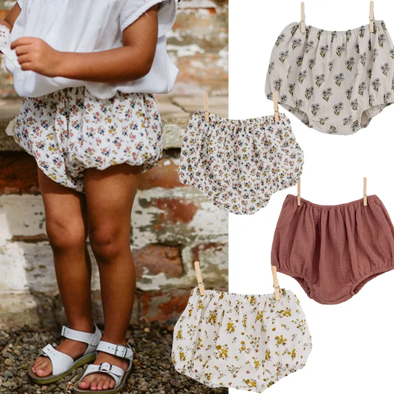 Шорты LCC для маленьких девочек брендовые шаровары из хлопка и льна с оборками