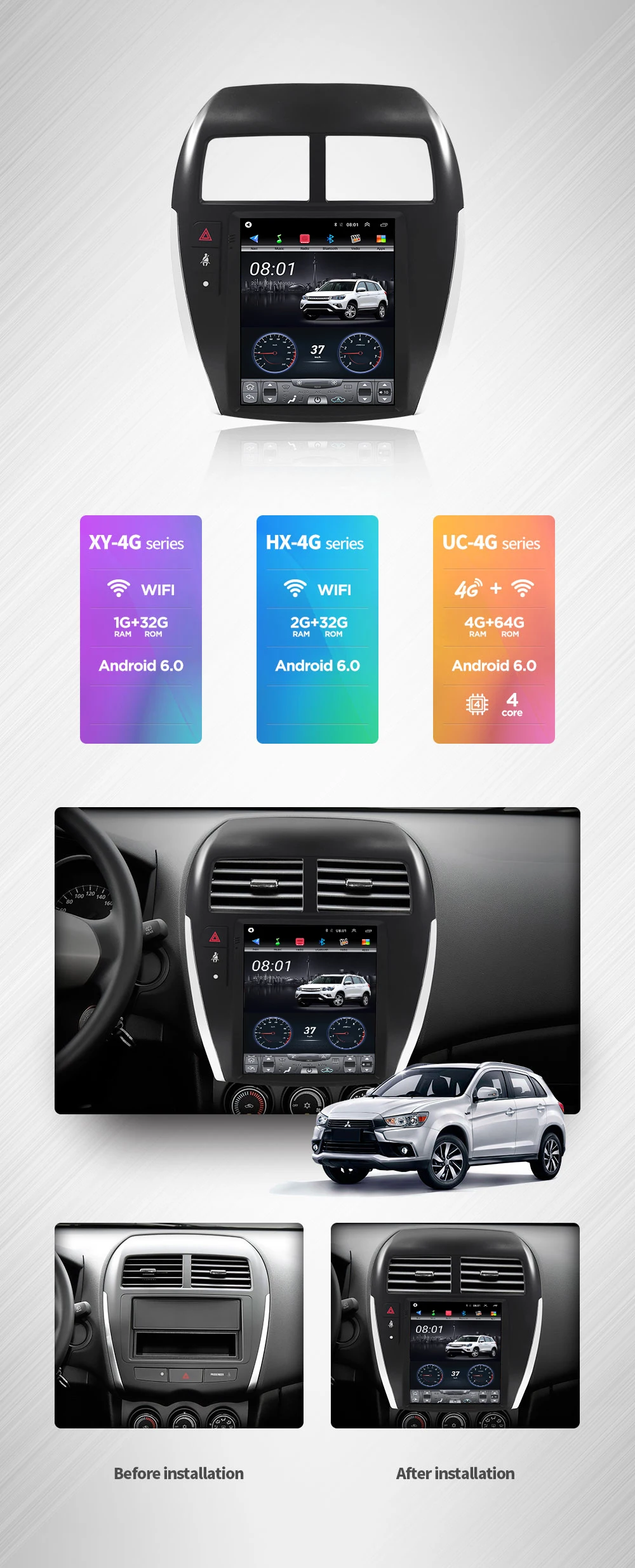 4G Lte 32G rom вертикальный экран android система Мультимедиа Видео Радио плеер для MITSUBISHI ASX Навигация стерео