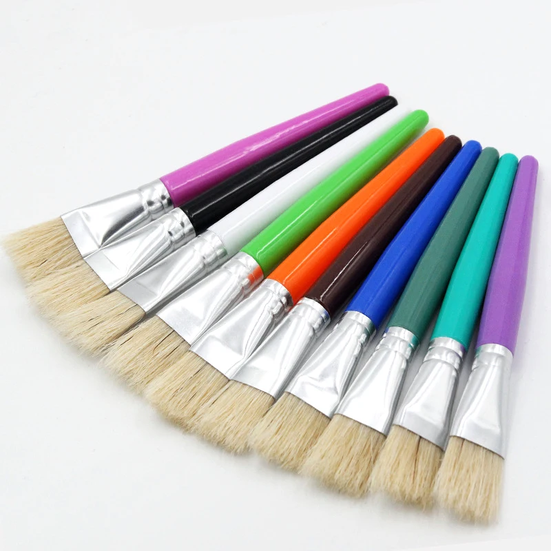 10Pcs Bristle Brush Paint for Children Oil Watercolor Brushes Gouache Drawing Art Tools | Канцтовары для офиса и дома