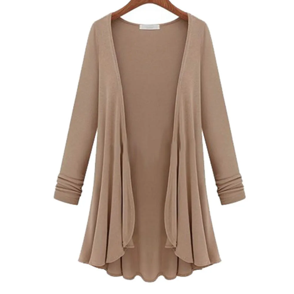 FREE OSTRICH Cardigan Women winter Top Thin Long Sleeve Sweater clothes women Drape Front Open Irregular outcoats 731 |