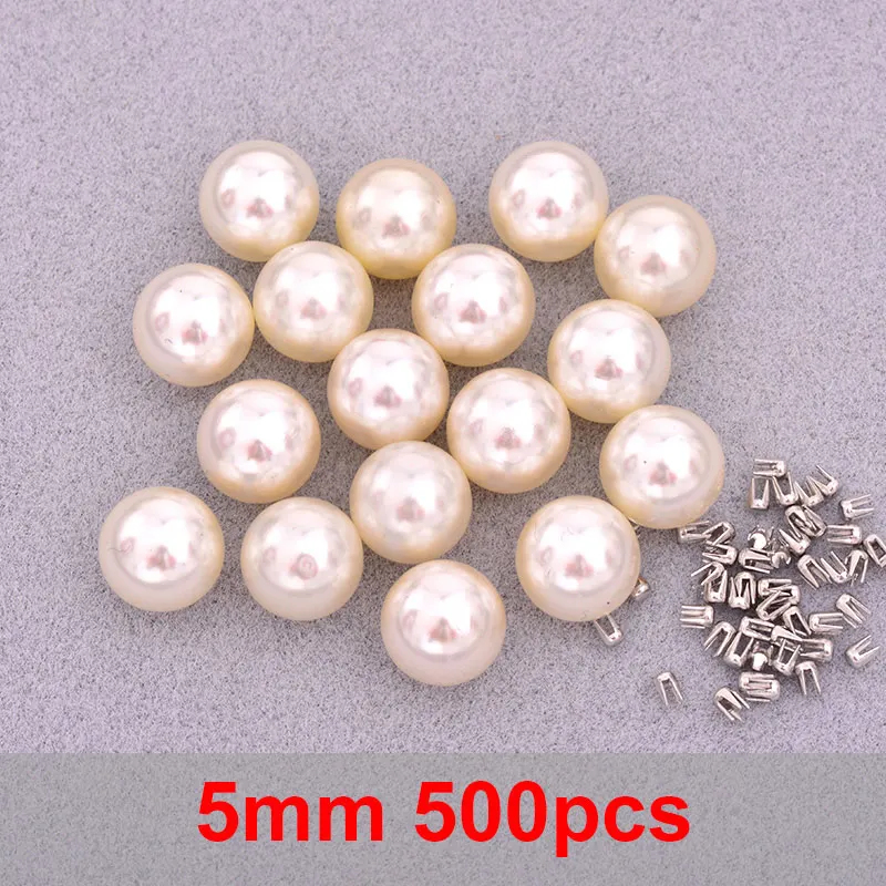 5mm 500p Beige JUNAO, 4, 5, 6, 8, 10 мм, белый жемчуг, бусины, установка жемчуга, стразы, Ручной пресс, инструменты, заклепки, машина для рукоделия, швейные принадлежности - Цвет: 5mm 500p Beige