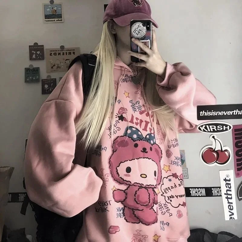 

Cartoon Anime Hoodie Women Autumn Kawaii Fashion Sweatshirt Women Korean Long Sleeve Print Tops Vintage Oversized Cute Hoodies