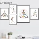 Картина в скандинавском стиле, современный спортивный постер, печать на велосипеде, беге, постеры для игры в бадминтон, картины с человеческим скелетом, картины для йоги, домашний декор