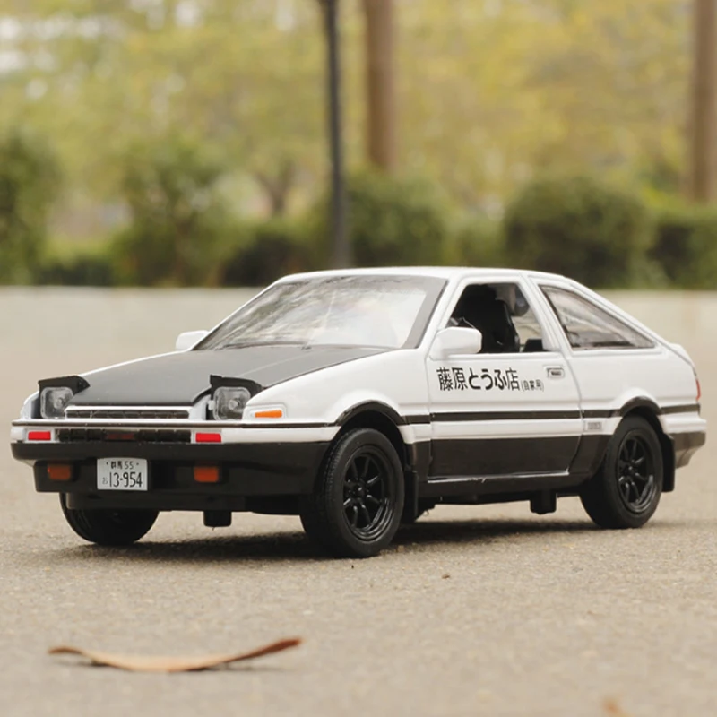 

Initial D AE86 Metal Alloy Diecast Cars Model Inital Toy Car Vehicles RX7 Pull Back 1:28 Light For Children Boy Toys