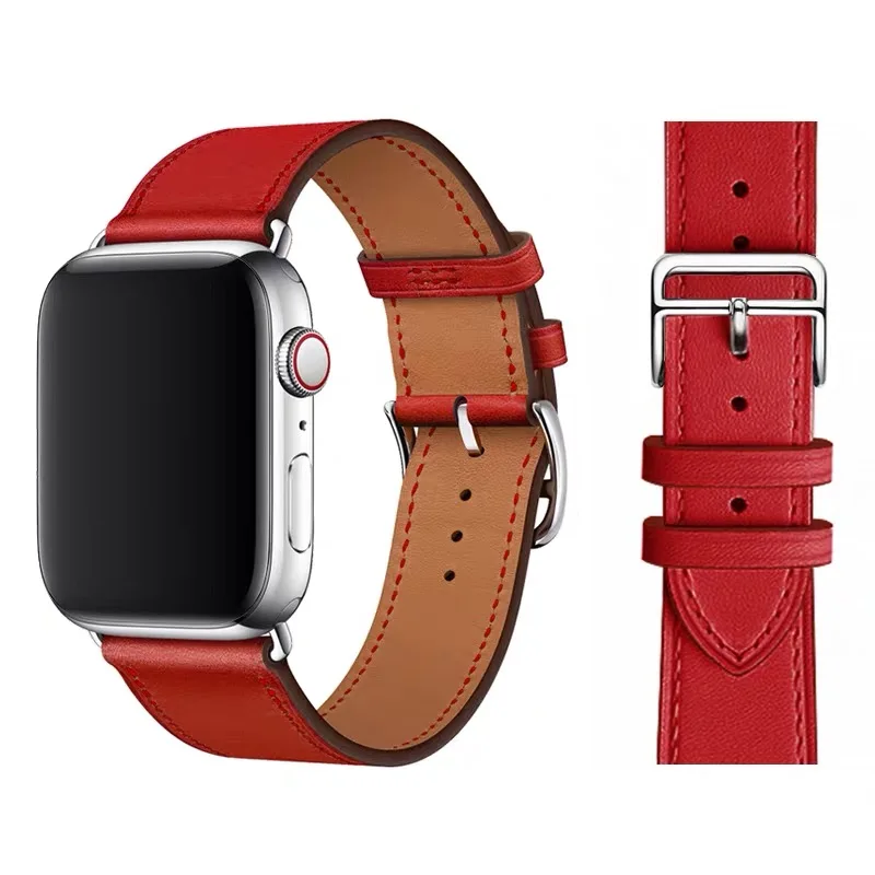 

100％ Genuine Cow Leather loop Bracelet Belt Band for Apple Watch 6 SE 5 4 42MM 38MM 44MM 40MM Strap for iWatch 6 5 4 Wristband