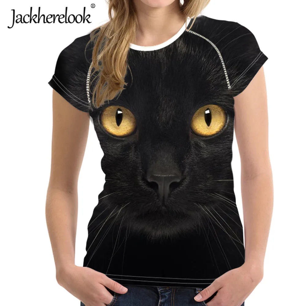 Женская футболка с коротким рукавом круглым вырезом и принтом кошачий