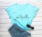 Женская футболка с надписью Just Breathe, Винтажная футболка с надписью love heart, Повседневная футболка с эстетическим искусством, летние топы из 100% хлопка