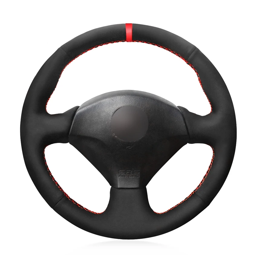 Черная замша Высокое качество Красный Маркер чехол рулевого колеса автомобиля