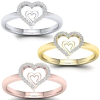 hot selling heart to heart womens rose gold engagement rings with diamonds in europe and america
