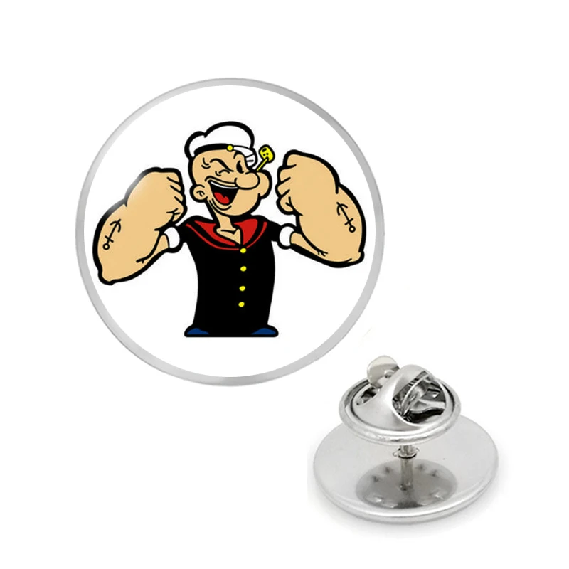 Popeye Броши моряк аниме мультфильм ювелирные изделия стекло кабошон булавки
